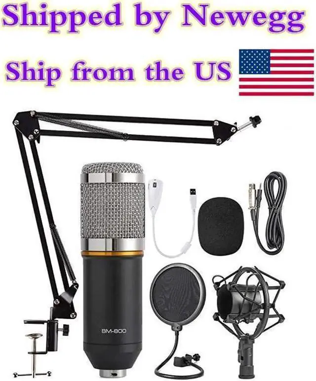 Alt view image 5 of 6 - JAENFONG Condenser Microphone Bundle, BM-800 Mic Kit with Adjustable Mic Suspension Scissor Arm, Metal Shock Mount and Double-Layer Pop Filter for Studio Recording & Broadcasting (Silver)