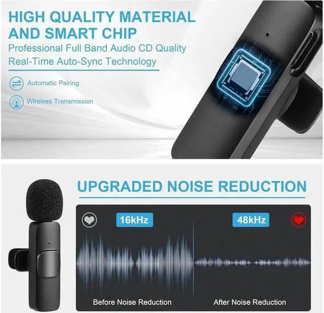 Alt view image 2 of 6 - Wireless Lavalier Microphone for Phone(USB-C), Dual Wireless Microphone for Video Recording, Live Stream, Vlog, YouTube, TikTok,Facebook, Zoom - Noise Reduction & Plug-Play(No Need App/Bluetoo)