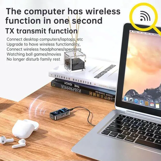 Alt view image 3 of 4 - BT 5.4 Receiver Transmitter Wireless Audio 3.5mm Jack Aux Adapter Support TF Card Wireless Audio Adapter for Car Laptop Radio TV