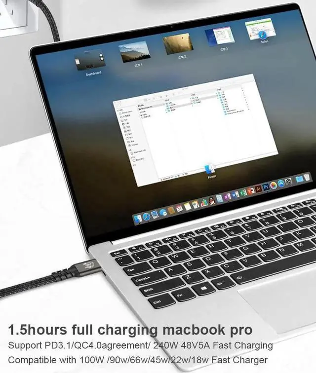 Alt view image 2 of 7 - JAENFONG USB4 Cable Compatible with Thunderbolt 4/3 Cable 1.64ft, Supports 240W Charging / 8K Display / 40Gbps Data Transfer USB C to USB C Cable, for Type-C MacBooks, iPad Pro, Hub, Docking and More