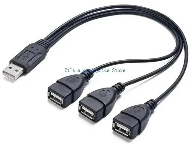 Alt view image 3 of 4 - USB Male to Three Female Splitter Cable USB2.0 Adapter Cord for Connecting Multiple Devices Printers Cameras and Gadgets