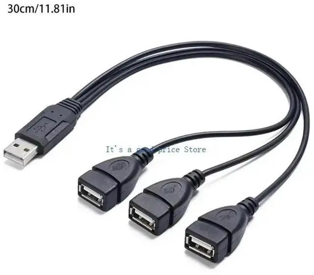 Main image of USB Male to Three Female Splitter Cable USB2.0 Adapter Cord for Connecting Multiple Devices Printers Cameras and Gadgets