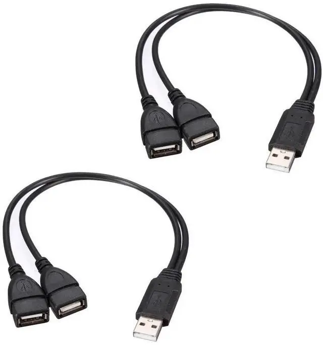 Main image of JAENFONG USB 2.0 A Male to 2 Dual USB Female Jack Y Splitter Hub Power Cord Extension Adapter Cable for PC Laptop TV 2.5" Mobile Hard Disk 0.5ft-2 pieces
