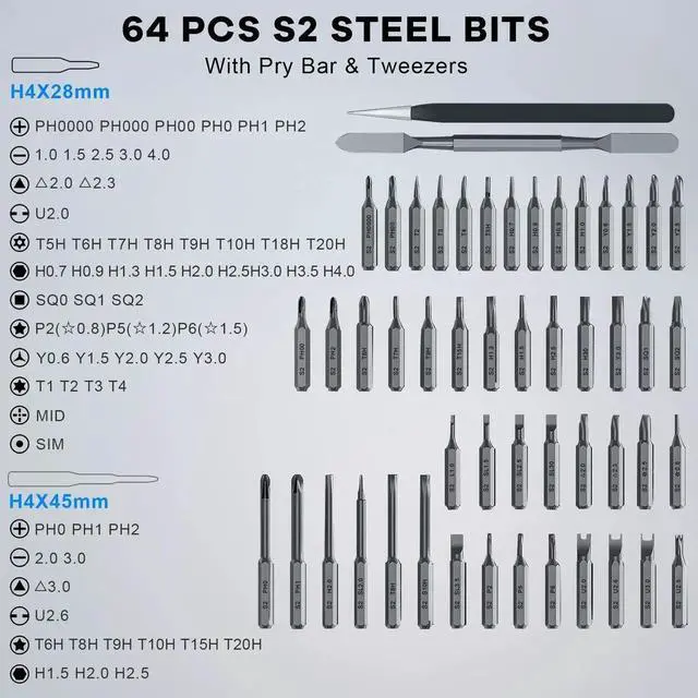 Alt view image 5 of 7 - JAENFONG 68 in 1 Mini Electric Screwdriver, Precision Electric Screwdriver Set with Magnetic Bits, Rechargeable Portable Screwdrivers - Cordless Power Repair Tool Kit for PCs and Electronics