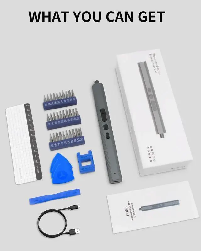 Alt view image 7 of 7 - JAENFONG Mini Electric Screwdriver Set Upgraded: Small Electric Precision Screwdriver Cordless - 3 Torque Settings, 30 S2 Bits, 4 LED Lights, Power Screwdriver Repair Tool Kit for PC RC Electronics