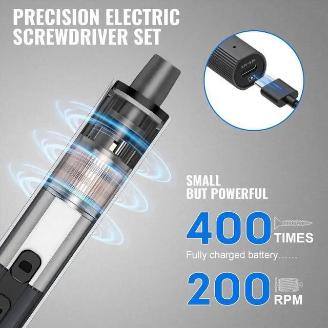 Alt view image 3 of 7 - JAENFONG Precision Electric Screwdriver Set,160-in-1 Mini Electric Screwdriver,650mAh Rechargeable Screwdrivers,S2 Magnetic Bit,3 Torque Settings,Repair Tool Kit for Computer Phone Laptop Camera Watch