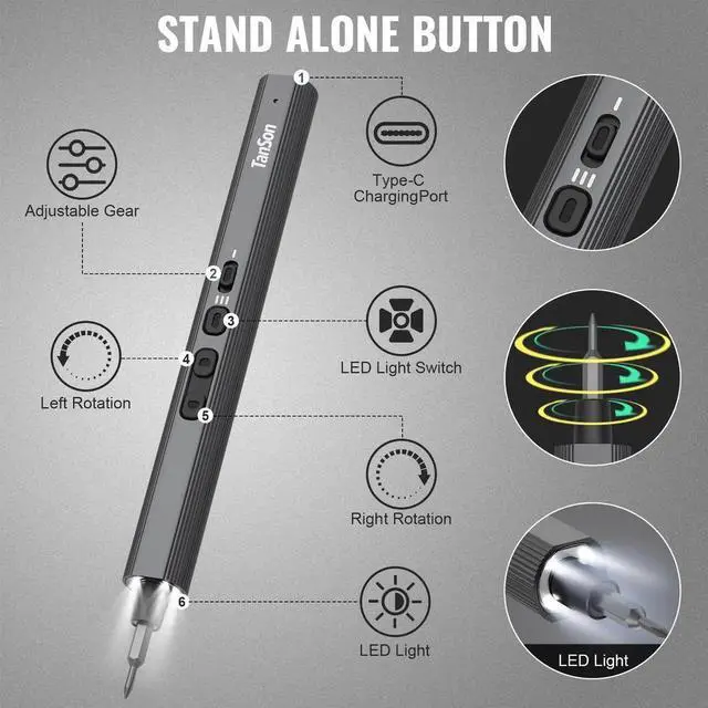 Alt view image 5 of 7 - JAENFONG Precision Electric Screwdriver Set,160-in-1 Mini Electric Screwdriver,650mAh Rechargeable Screwdrivers,S2 Magnetic Bit,3 Torque Settings,Repair Tool Kit for Computer Phone Laptop Camera Watch