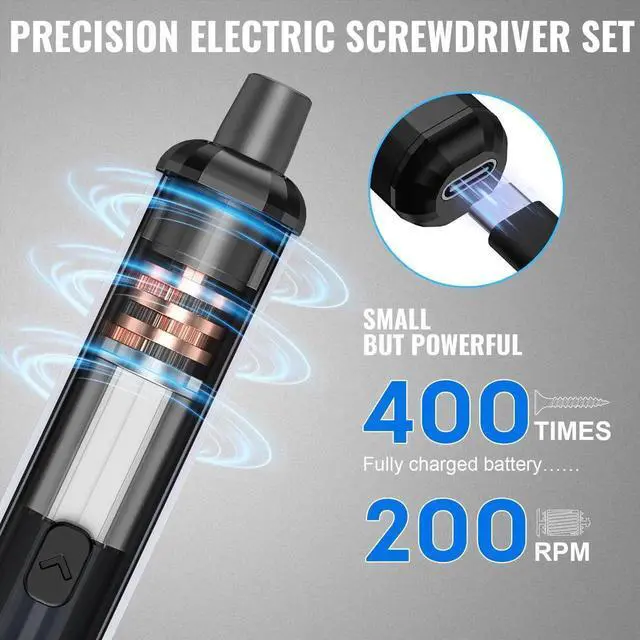 Alt view image 2 of 7 - JAENFONGMini Electric Screwdriver, 3.7V Precision Screwdriver Set Cordless Screwdrivers Rechargeable 72 In 1 Magnetic Bit Repair Tech Tool Kit for Electronics Computer Phone Laptop Camera RC Car Watch