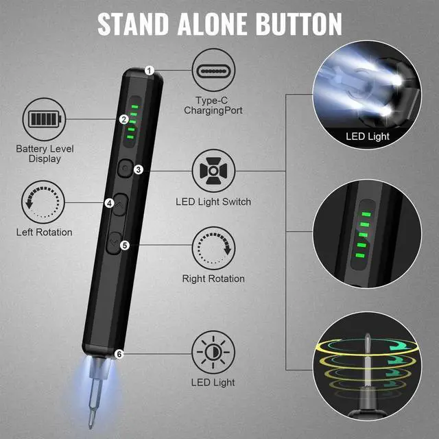 Alt view image 3 of 7 - JAENFONGMini Electric Screwdriver, 3.7V Precision Screwdriver Set Cordless Screwdrivers Rechargeable 72 In 1 Magnetic Bit Repair Tech Tool Kit for Electronics Computer Phone Laptop Camera RC Car Watch