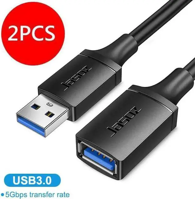 Main image of JAENFONG USB3.0 2.0 Extension Cable, (2 Pack 1.64FT) USB 3.0 Extension Cable Male to Female, USB Extender Up to 5Gbps Transfer Rate Fast Data Transfer Compatible USB Keyboard,Mouse,Flash Drive,HardDri