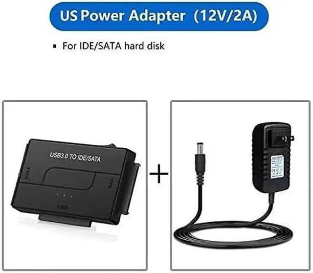Alt view image 6 of 7 - JAENFONG USB 3.0 to SATA IDE Hard Drive Reader, YINNCEEN External Hard Drive Ultra Recovery Converter Universal Hard Drive Adapter Kit for 2.5/3.5 HDD/SSD Hard Drive Disk, Include 12V/2A Power Adapter