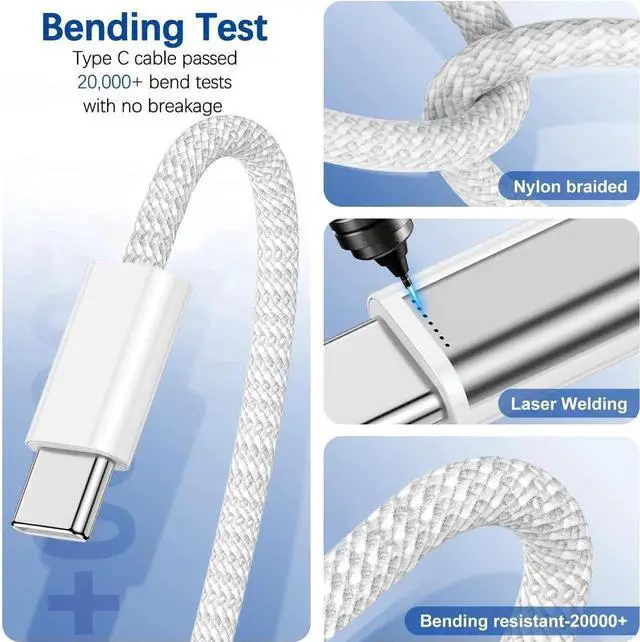 Alt view image 5 of 7 - JAENFONG 10FT Fast iPad Charger,iPad Charger Fast Charging 2Pack Wall Chargers Plug Adapter Woven Type C USB C to C Cable Cord for iPad Pro 13/12.9/11/,iPad Air 6/5th,i-Pad mini 6/A17 Pro,i-Pad 10/