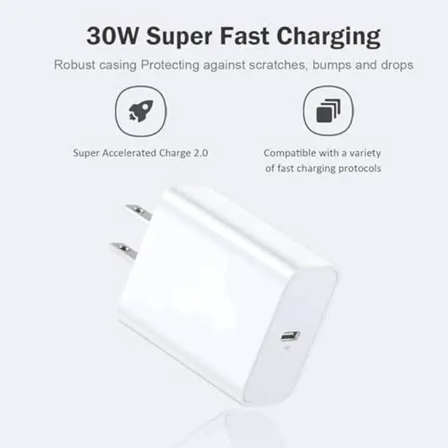Alt view image 2 of 3 - JAENFONG 20W Fast-Charging USB C Charger Fit for iPad 11th(A16) Generation 2025 11-inch A3354 A3355 A3356, iPad Charger Fast Charging Block with 6.6Ft USB C to C Cable Cord