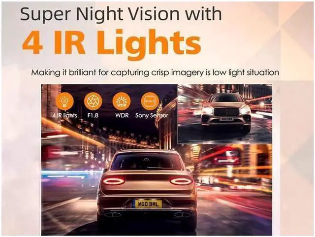 Alt view image 5 of 7 - JAENFONG3 Channel 2K/Dual 4K Dash Cam, WDR Car Camera, 3.2" Screen Car Dash Camera, Driving Recorder with Built-in WiFi GPS, IR Night Vision, Parking Monitor, Motion Detection, Loop Recording,G-sensor