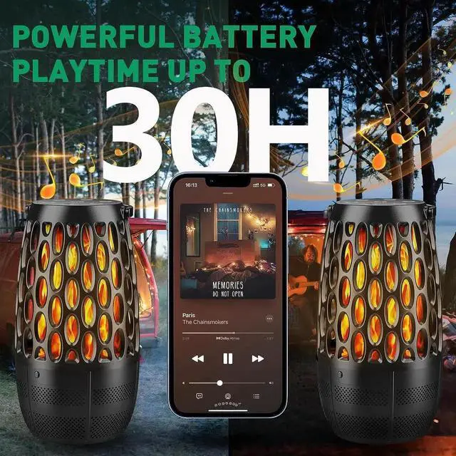 Alt view image 7 of 7 - JAENFONG Outdoor Bluetooth Speakers- 2 Pack Wireless Torch Atmosphere Waterproof Speakers with Stake & Hook, Sync Up to 100 Speakers, BT 5.3 Portable Speaker for Patio Camp Party, Gifts for Men Women