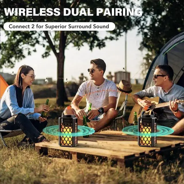 Alt view image 6 of 7 - JAENFONG Outdoor Bluetooth Speaker,Wireless Bluetooth Speaker with Torch Light,IP65 Waterproof LED Flame Atmosphere Lantern Speaker for Party Garden Camping Patio,Gifts for Men Women Couples Dads Moms