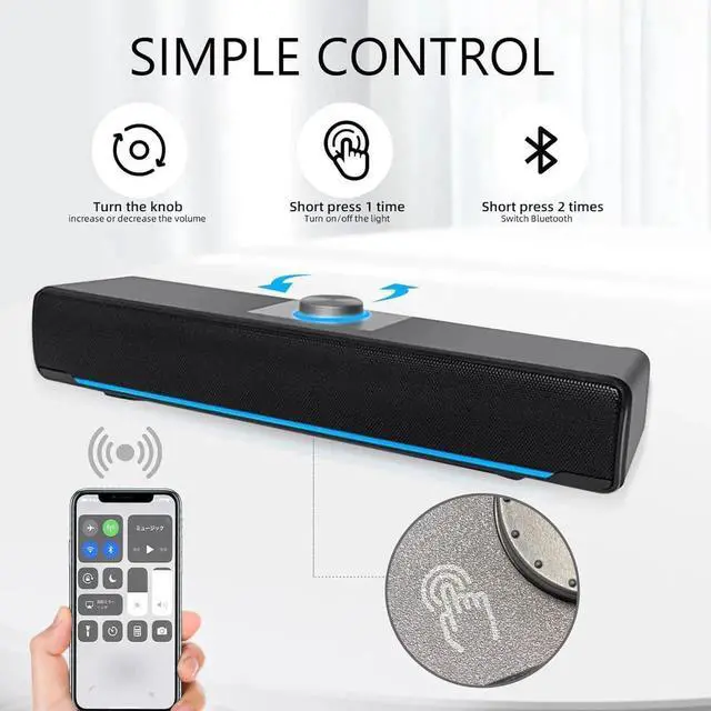 Alt view image 2 of 7 - JAENFONG Computer PC Bluetooth Gaming Soundbar Desktop Monitor Speakers HiFi Stereo Wireless with USB Powered PC Speaker for Laptop Smartphones Tablet Ipad