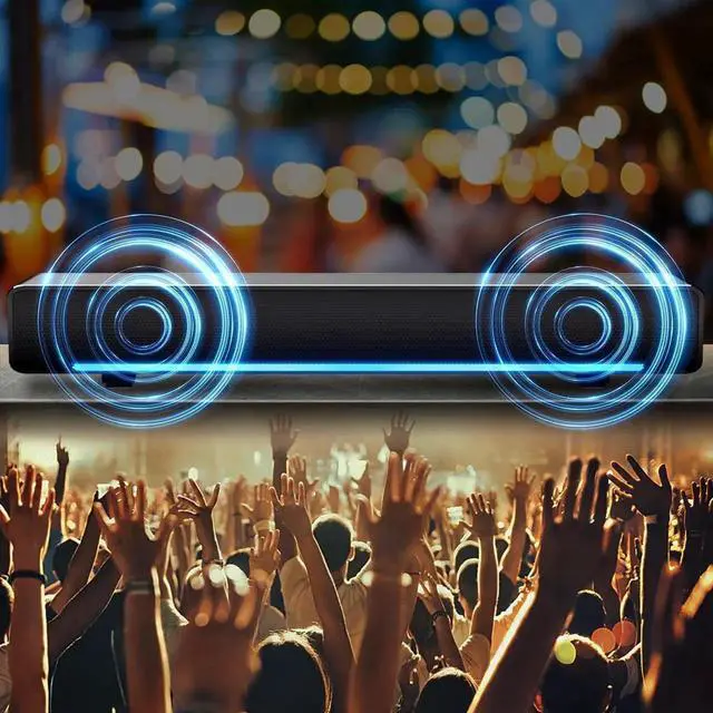 Alt view image 4 of 6 - JAENFONG Computer PC Bluetooth Soundbar Speakers Wireless USB Powered Laptop Desktop Monitor Speakers for PC Smartphone Ipad Tablet-Lighting Control-Switch Power On/Off