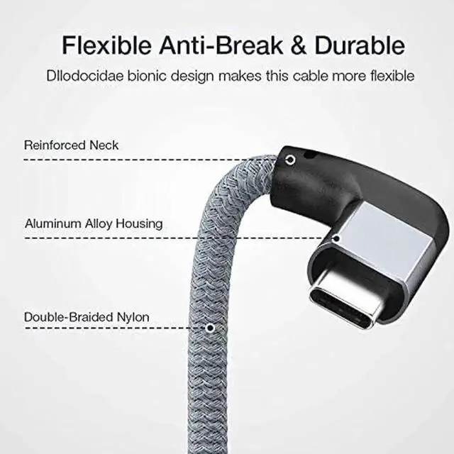 Alt view image 5 of 7 - Right Angle USB C USB-C 3.1 Male to Female 4K Video Cord, Gen 2 10Gbps, 90 Degree Type C Extender, Compatible with Thunderbolt 3 MacBook Pro/Air,iPad Pro, Nintendo Switch 6.6Feet