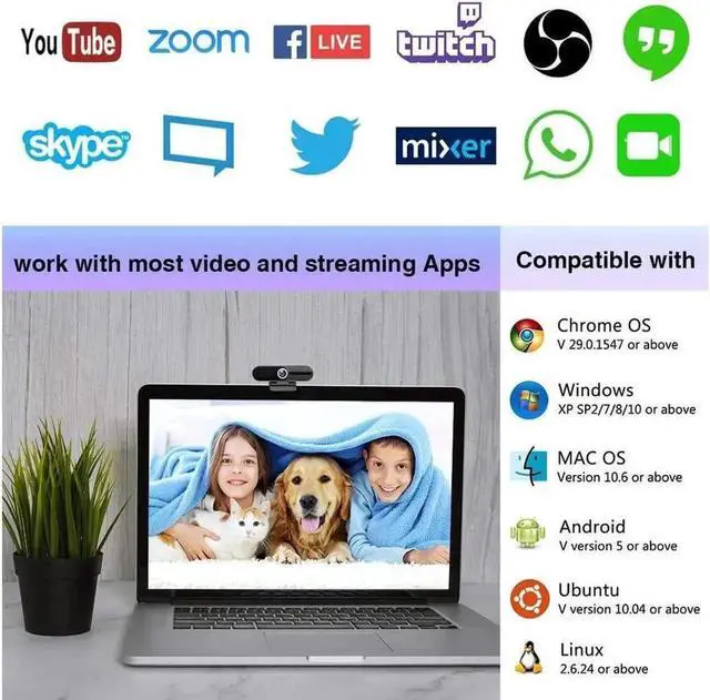 Alt view image 2 of 7 - JAENFONG 4K Webcam with Microphone,8 Megapixel Web Cam,Ultra HD Web Camera for Computers,Webcam for Laptop Desktop,USB Webcam with Privacy Cover,Pro Streaming Webcam for Video Calling