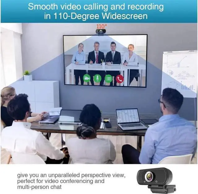 Alt view image 5 of 7 - JAENFONG Webcam HD 1080P,Webcam with Microphone, USB Desktop Laptop Camera with 110 Degree Widescreen,Stream Webcam for Calling, Recording,Conferencing, Gaming,Webcam with Privacy Shutter and Tripod