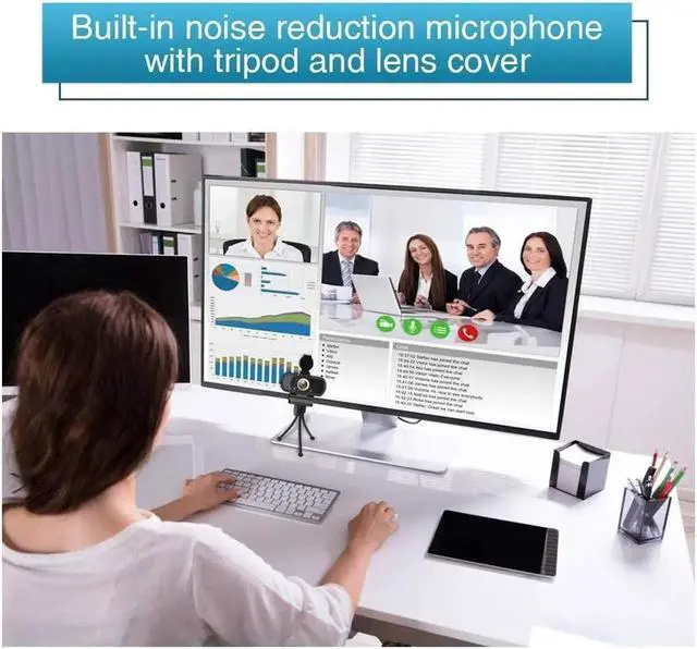 Alt view image 4 of 7 - JAENFONG Webcam HD 1080P,Webcam with Microphone, USB Desktop Laptop Camera with 110 Degree Widescreen,Stream Webcam for Calling, Recording,Conferencing, Gaming,Webcam with Privacy Shutter and Tripod