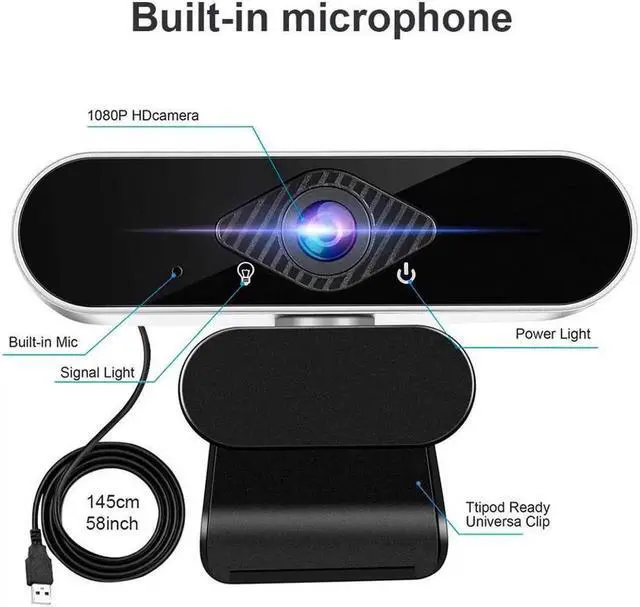 Alt view image 2 of 6 - JAENFONG Full HD 1080p Webcam, Webcam with Microphone Streaming Computer Web Cam for PC Laptop Desktop 360 Degree Rotation Computer Camera Highly Compatible with Win10/8/8.1/7/XP Linux Mac