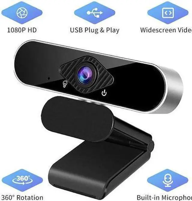 Main image of JAENFONG Full HD 1080p Webcam, Webcam with Microphone Streaming Computer Web Cam for PC Laptop Desktop 360 Degree Rotation Computer Camera Highly Compatible with Win10/8/8.1/7/XP Linux Mac