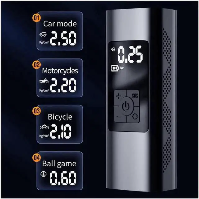 Alt view image 2 of 7 - JAENFONG Portable Air Compressor Tire Inflator 6000mAh Mini Electric Air Pump 150 PSI Tire Pump with Power Bank SOS Design and Digital LCD LED Light for Car/Bike/Bicycles/Motorbikes/Balls/Swim rings
