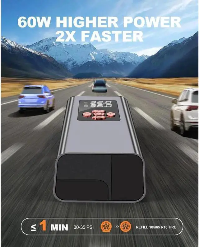 Alt view image 3 of 7 - JAENFONG Portable Tire Inflator, KEHIPI 150PSI Small Air Compressor 2X Faster Mini Cordless Air Pump for Car Tires Compact Auto Wheel Bike Mini Tire Pump