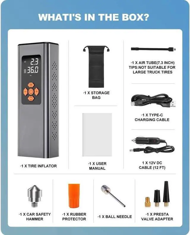 Alt view image 6 of 7 - JAENFONG Portable Tire Inflator, KEHIPI 150PSI Small Air Compressor 2X Faster Mini Cordless Air Pump for Car Tires Compact Auto Wheel Bike Mini Tire Pump