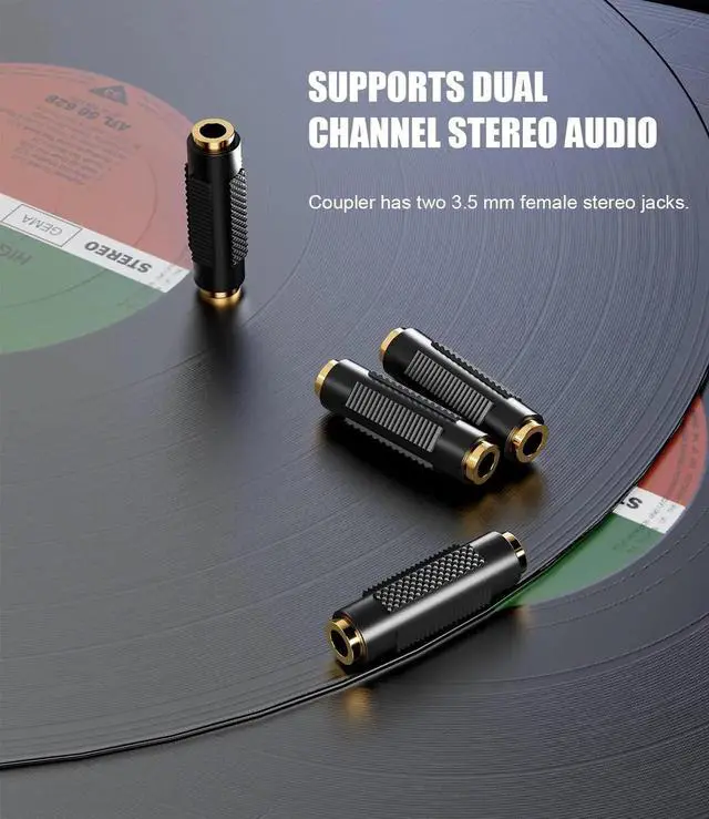 Alt view image 4 of 7 - JAENFONG 3.5 mm Female to Female Adapter, 3.5mm Stereo Jack to 3.5mm Stereo Jack Adapter Connectors Stereo Coupler Female to Female Gold Plated -4pack