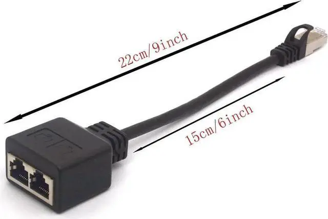 Alt view image 2 of 6 - JAENFONG RJ45 Adapter Cable RJ45 Male to Dual Female Adapter Extender Support Ethernet Cat 5/CAT 6 LAN for Switching Networks Between Two Computers