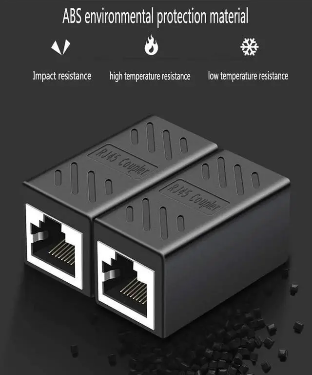 Alt view image 2 of 7 - JAENFONG RJ45 Coupler, 2 Pack Ethernet Cable Extender Inline LAN Connector Plugs for Cat5 Cat5e Cat6e Cat7 Cable, Female to Female (Black)
