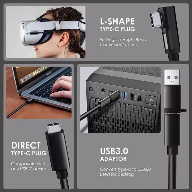 Alt view image 4 of 7 - for Ocu-lus Quest 2 Link Cable, 16ft/5M VR Headset Cable for Me-ta Quest 3S/3/2/Quest 1, USB 3.0 Type C to USB Type C, Compatible for Ocu-lus Quest 3/3S/2/1 Data Transfer Charging Cord for Gaming PC