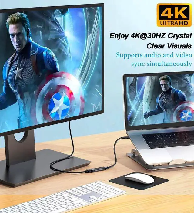 Alt view image 6 of 7 - JAENFONG USB C to HDMI Adapter (4K@60Hz), USB Type-C to HDMI Female Adapter [Thunderbolt 3/4 Compatible], Compatible with iPhone 15/15Pro/15ProMax, MacBook Pro, Air