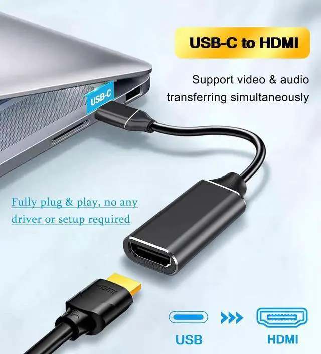 Alt view image 3 of 7 - JAENFONG USB C to HDMI Adapter (4K@60Hz), USB Type-C to HDMI Female Adapter [Thunderbolt 3/4 Compatible], Compatible with iPhone 15/15Pro/15ProMax, MacBook Pro, Air