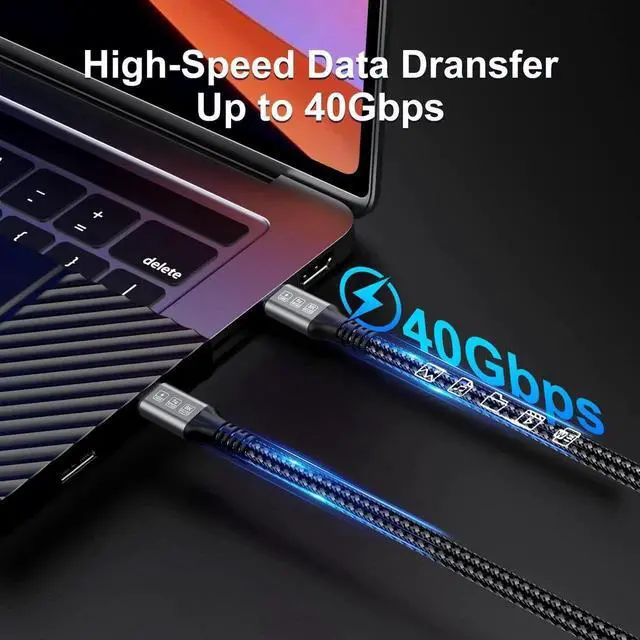Alt view image 5 of 7 - JAENFONG240W Thunderbolt 4 Cable 6.6ft, USB C Thunderbolt 4 Cable Monitor Cable Supports 40Gbps Data Transfer and Single 8K/Dual 4K Video Compatible With Thunderbolt 4/3 Monitor, Hub, Docking Stations