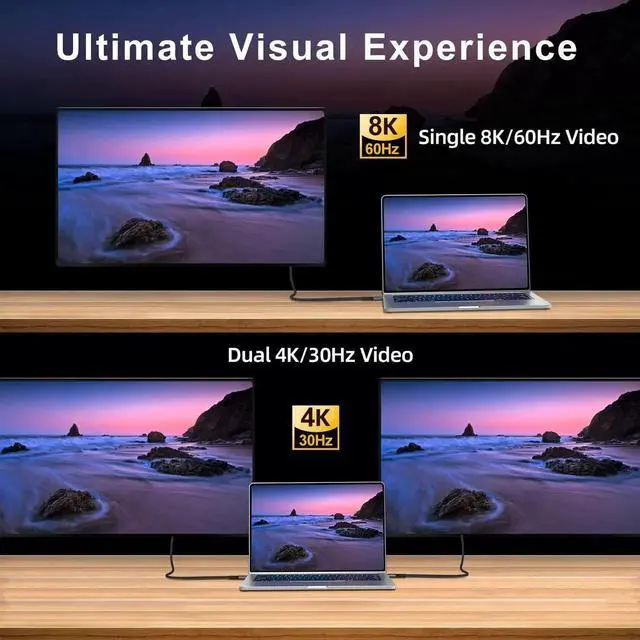 Alt view image 7 of 7 - JAENFONG240W Thunderbolt 4 Cable 6.6ft, USB C Thunderbolt 4 Cable Monitor Cable Supports 40Gbps Data Transfer and Single 8K/Dual 4K Video Compatible With Thunderbolt 4/3 Monitor, Hub, Docking Stations