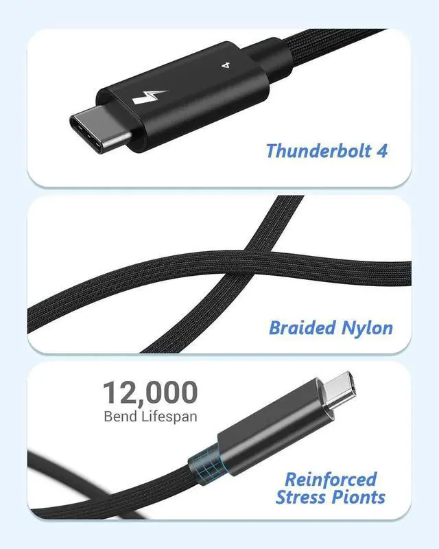 Alt view image 6 of 7 - JAENFONG Thunderbolt 4 Cable, 6.6FT Long USB C Data Cord, Support 40Gbps/240W Fast Charging/8K Display for USB4, Thunderbolt 3 Cable, Flexible 6.6Foot USBC to USB C Woven Cables for iPhone 16/15