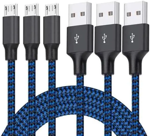 Main image of JAENFONG Micro USB Cable 3Pack 6FT Android Charger Cord Long Nylon Braided Sync and Fast Charging Cables Compatible with Samsung Galaxy S6 S7 Edge Android Windows Smartphones and More
