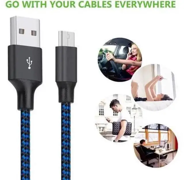 Alt view image 7 of 7 - JAENFONG Micro USB Cable 3Pack 6FT Android Charger Cord Long Nylon Braided Sync and Fast Charging Cables Compatible with Samsung Galaxy S6 S7 Edge Android Windows Smartphones and More