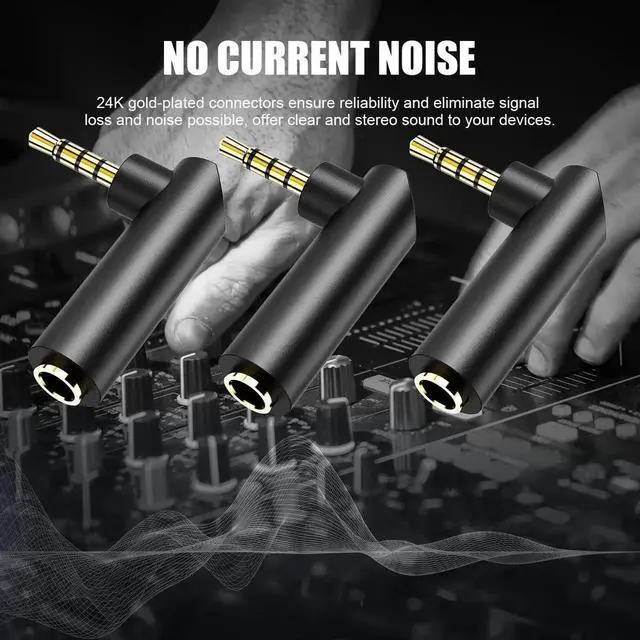 Alt view image 2 of 7 - 3.5mm Angle Male to Female Audio Adapter,90 Degree Right Angle Gold-Plated TRS Stereo Jack Plug Aux Connector, Compatible with Headsets, Tablets, MP3 Players, Game Controllers, Speakers - 2pack