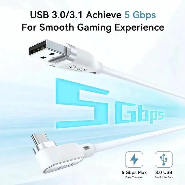 Alt view image 5 of 7 - 16.4FT (5M) USB A to USB C VR Charging Link Cable Compatible with Me-ta Quest 3/3S/Pico 4 - with Separate Fast Charging Port, High-Speed Max 5Gbps Transfer to PC VR/Steam VR, Play While Charger