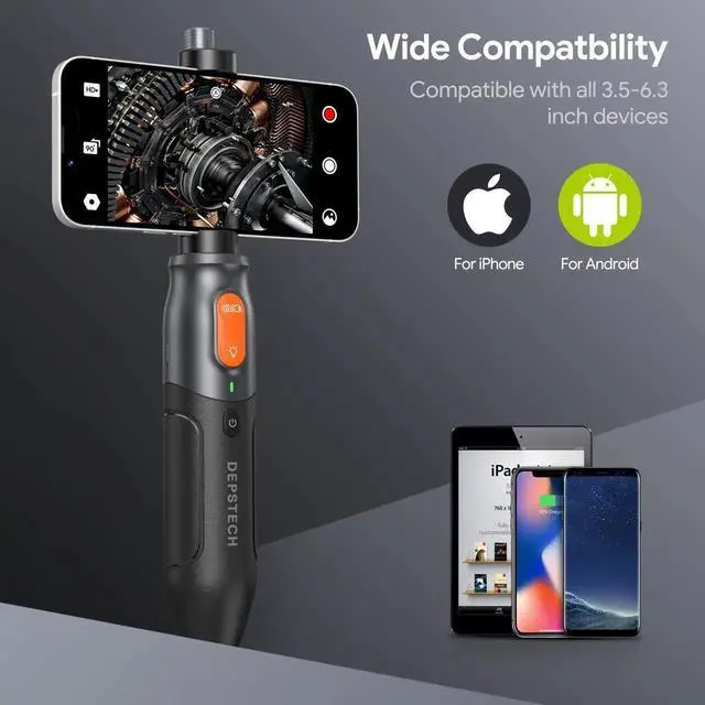 Alt view image 5 of 7 - JAENFONG Triple Lens Endoscope with Light, 1080P Handheld Borescope Inspection Camera, Waterproof Snake Camera, 10FT Flexible Automotive Plumbing Tool for iPhone & Android