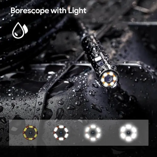 Alt view image 7 of 7 - JAENFONG Triple Lens Endoscope with Light, 1080P Handheld Borescope Inspection Camera, Waterproof Snake Camera, 10FT Flexible Automotive Plumbing Tool for iPhone & Android