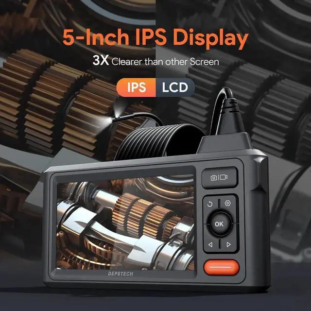 Alt view image 7 of 7 - JAENFONG Dual-Lens Endoscope Camera with Light, 1080P HD Borescope with 5" IPS Screen, 16.5FT Flexible Sewer Plumbing Snake Camera, Cool Gadgets for Men, Women