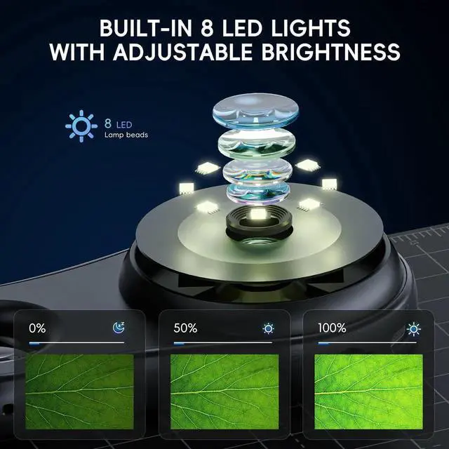 Alt view image 5 of 7 - JAENFONG Macro Handheld Digital Microscope Fixed Focus, 2" IPS Screen 500X Mini Microscope Camera Magnifying Glass, PC Compatible, Portable Pocket Microscopes Fun Gifts for Students