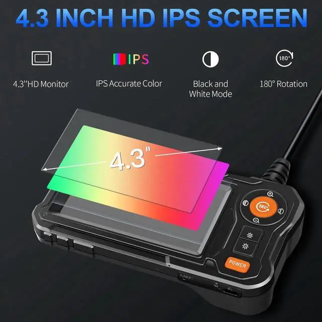 Alt view image 6 of 7 - JAENFONGEndoscope Camera with Light - 4.3" LCD Screen Inspection Cameras,IP67 Waterproof Borescope with 8 Adjustable LED Lights,HD 1080P Endoscope Camera 16.5ft Semi-Rigid Cord,gifts for men tools and