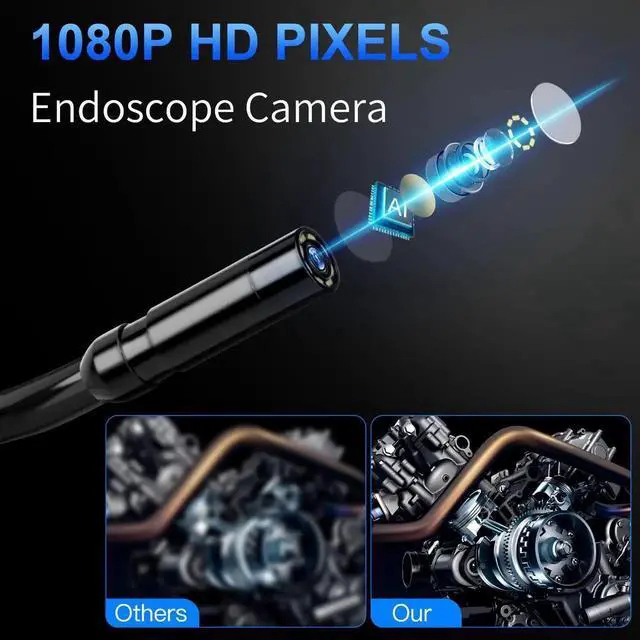Alt view image 3 of 7 - JAENFONGEndoscope Camera with Light - 4.3" LCD Screen Inspection Cameras,IP67 Waterproof Borescope with 8 Adjustable LED Lights,HD 1080P Endoscope Camera 16.5ft Semi-Rigid Cord,gifts for men tools and